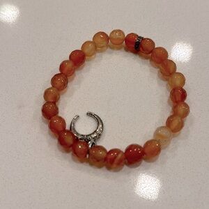 Orange Beaded Bracelet with Moon